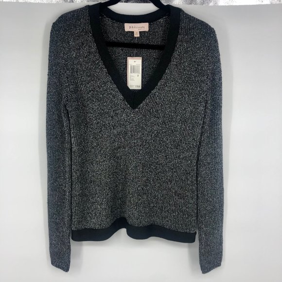 Philosophy Black White Silver Sweater Medium $78 - Picture 1 of 7